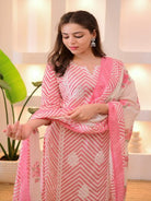 Elegant Pink Cotton Printed Straight Suit Set - BONYHUBSALWAR KAMEEZ