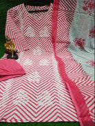 Elegant Pink Cotton Printed Straight Suit Set - BONYHUBSALWAR KAMEEZ