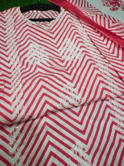 Elegant Pink Cotton Printed Straight Suit Set - BONYHUBSALWAR KAMEEZ
