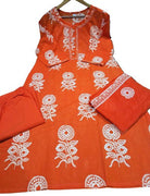 Classic Orange Cotton Printed Straight Suit Set - BONYHUBSALWAR KAMEEZ