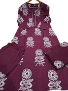 Stylish Purple Cotton Printed Straight Suit Set - BONYHUBSALWAR KAMEEZ