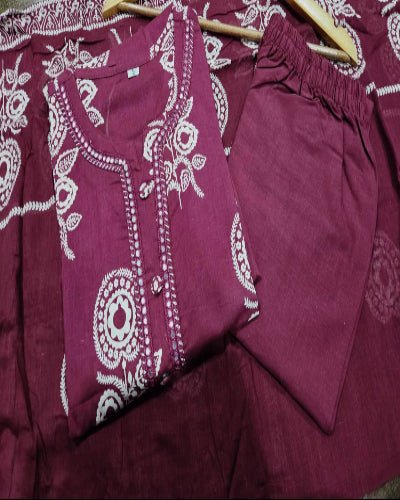 Stylish Purple Cotton Printed Straight Suit Set - BONYHUBSALWAR KAMEEZ