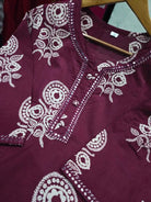 Stylish Purple Cotton Printed Straight Suit Set - BONYHUBSALWAR KAMEEZ