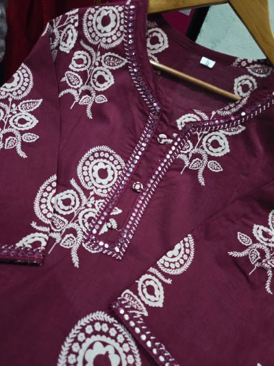 Stylish Purple Cotton Printed Straight Suit Set - BONYHUBSALWAR KAMEEZ