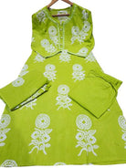 Trendy Lime Green Cotton Printed Straight Suit Set - BONYHUBSALWAR KAMEEZ