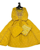 Elegant Yellow Flaired Embroidered Pure Cotton Anarkali Suit Set - BONYHUBSALWAR KAMEEZ