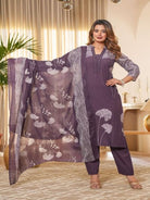 Classic Lilac Cotton Hand Work Straight Suit Set - BONYHUBSALWAR KAMEEZ