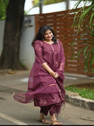 Stylish Burgandy Cotton Straight Suit Set - BONYHUBSALWAR KAMEEZ