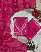 Trendy Hot Pink Angrakha Cotton Anarkali Suit Set - BONYHUBSALWAR KAMEEZ