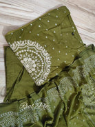 Beautiful Olive Green Cotton Embroidered Yoke Straight Suit Set - BONYHUBSALWAR KAMEEZ