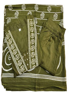 Olive Green Adda Work Cotton Anarkali Suit Set - BONYHUBSALWAR KAMEEZ