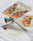 Beige Kashmiri Embroidery Cotton Straight Suit Set - BONYHUBSALWAR KAMEEZ