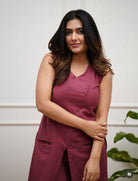 Trendy Deep Pink Plain Cotton Kurti Pant Set Of 2 - BONYHUBSALWAR KAMEEZ