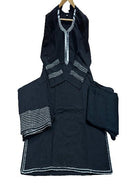 Trendy Black Cotton Farshi Style Straight Suit Set - BONYHUBSALWAR KAMEEZ