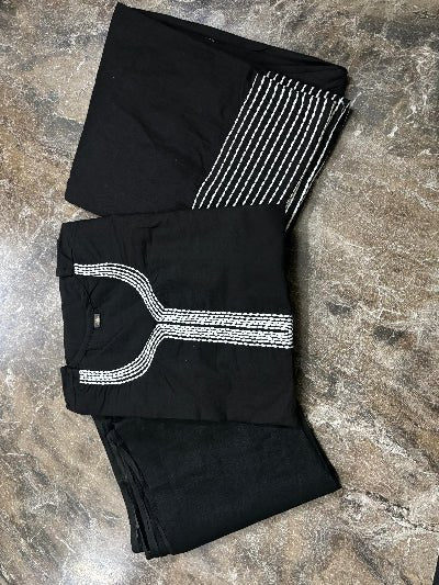 Trendy Black Cotton Farshi Style Straight Suit Set - BONYHUBSALWAR KAMEEZ