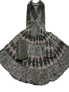 Classic Olive Green katha Embroidery Anarkali Suit Set - BONYHUBSALWAR KAMEEZ