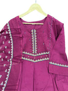 Trendy Burgandy Adda Work Cotton Anarkali Suit Set - BONYHUBSALWAR KAMEEZ