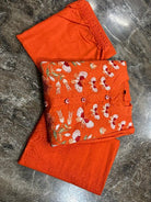 Beautiful Orange Embroidery Cotton Anarkali Suit Set - BONYHUBSALWAR KAMEEZ