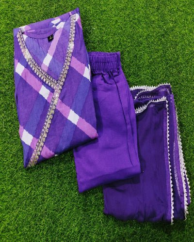 Ethnic Purple Rayon Anarkali Suit Set - BONYHUBSALWAR KAMEEZ