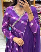 Ethnic Purple Rayon Anarkali Suit Set - BONYHUBSALWAR KAMEEZ