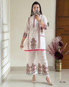 Trendy White Printed Cotton Lilan Kurti Pant Set Of 2 - BONYHUBSALWAR KAMEEZ