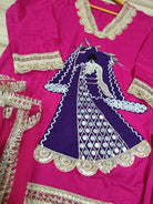 Rani Pink Lace Embroidery Luxurious Rayon 3 Piece Suit - BONYHUBSALWAR KAMEEZ