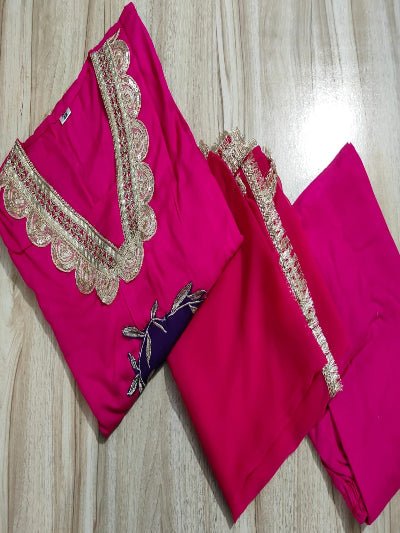 Rani Pink Lace Embroidery Luxurious Rayon 3 Piece Suit - BONYHUBSALWAR KAMEEZ