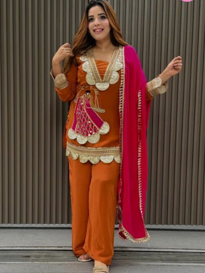 Mustard Lace Embroidery Luxurious Rayon 3 Piece Suit - BONYHUBSALWAR KAMEEZ