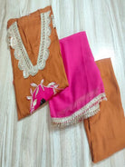 Mustard Lace Embroidery Luxurious Rayon 3 Piece Suit - BONYHUBSALWAR KAMEEZ