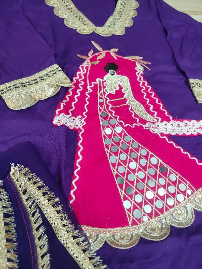 Purple Lace Embroidery Luxurious Rayon 3 Piece Suit - BONYHUBSALWAR KAMEEZ