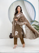 Plus Size Earthy Cotton Ethnic Embroidery Work Suit Set - BONYHUBSALWAR KAMEEZ