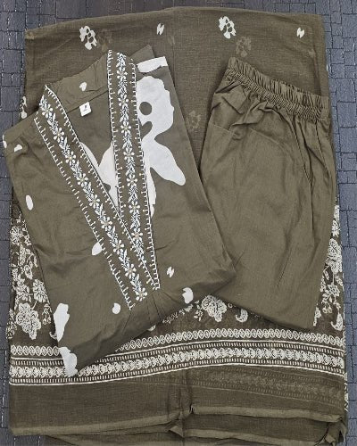 Plus Size Earthy Cotton Ethnic Embroidery Work Suit Set - BONYHUBSALWAR KAMEEZ