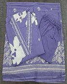 Plus Size Lavender Cotton Ethnic Embroidery Work Suit Set - BONYHUBSALWAR KAMEEZ
