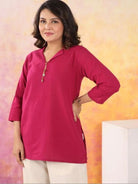Magenta Pink Cotton Flex Co - Ord Set Of 2 - BONYHUBSALWAR KAMEEZ