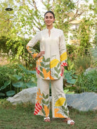 Beige Cotton Flex Tropical Print Co - Ord Set Of 2 - BONYHUBSALWAR KAMEEZ