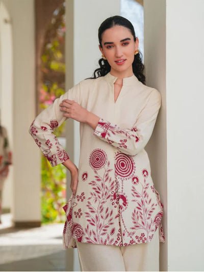 Beige Soft Cotton Flex Co - Ord Set Of 2 - BONYHUBSALWAR KAMEEZ