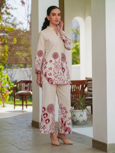 Beige Soft Cotton Flex Co - Ord Set Of 2 - BONYHUBSALWAR KAMEEZ