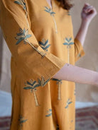 Corn Yellow Cotton Long Kurti Pant Set Of 2 - BONYHUBSALWAR KAMEEZ