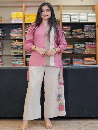 Blush Pink Cotton Classy Embroidery Co - Ord Set Of 2 - BONYHUBSALWAR KAMEEZ