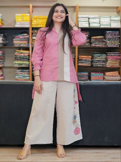 Blush Pink Cotton Classy Embroidery Co - Ord Set Of 2 - BONYHUBSALWAR KAMEEZ