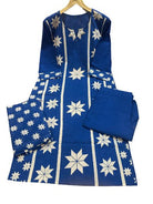 Navy Blue Soft Cotton Beautiful A Line Straight Suit Set - BONYHUBSALWAR KAMEEZ