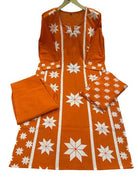 Orange Soft Cotton Beautiful A Line Straight Suit Set - BONYHUBSALWAR KAMEEZ