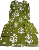 Green Cotton Straight Suit with Malamal Dupatta - BONYHUBSALWAR KAMEEZ