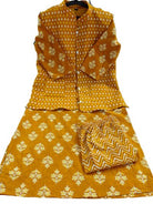 Mustard Yellow Cotton Kurti Pant With Quilted Warm Jacket - BONYHUBSALWAR KAMEEZ