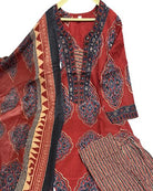 Maroon Printed Elegant Sequins Work Cotton Straight Suit Set - BONYHUBSALWAR KAMEEZ