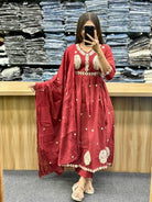 Magenta Pink Intricate Pure Cotton Printed Anarkali Suit Set - BONYHUBSALWAR KAMEEZ