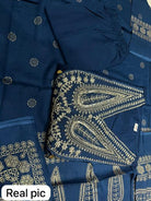 Peacock Blue Cotton Embroidery Sequin Work Anarkali Suit - BONYHUBSALWAR KAMEEZ