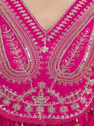 Rani Pink Cotton Embroidery Sequin Work Anarkali Suit - BONYHUBSALWAR KAMEEZ