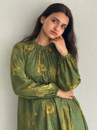 Green Cotton Discharge Rajasthani Print Kurti Pant Set - BONYHUBSALWAR KAMEEZ
