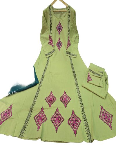 Green Rich Cotton Block Print 3 - Piece Suit - BONYHUBSALWAR KAMEEZ